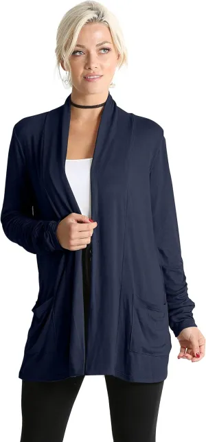 Simlu Long Sleeve Lightweight Cardigan Sweater for Women with Pockets Reg. and Plus Size