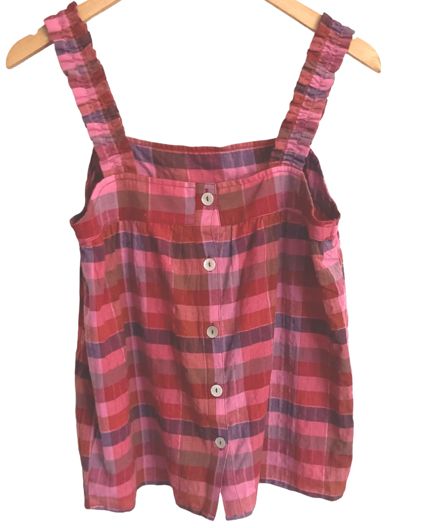 Soft Autumn Plaid Button-back Top
