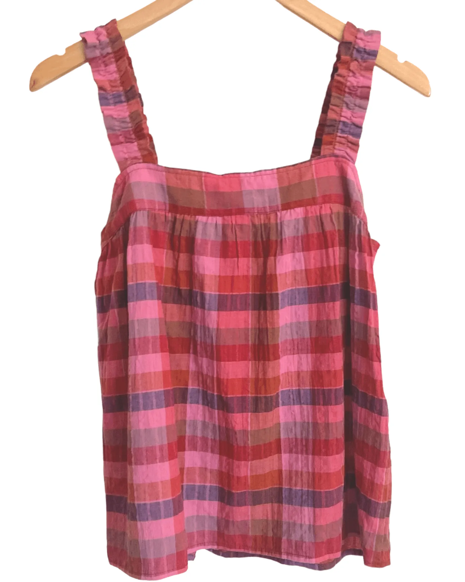 Soft Autumn Plaid Button-back Top