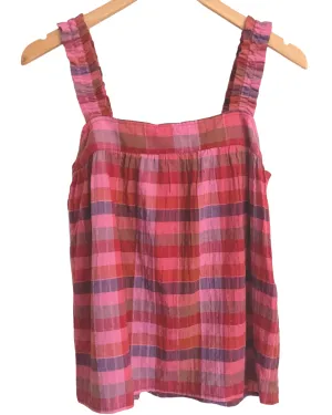 Soft Autumn Plaid Button-back Top