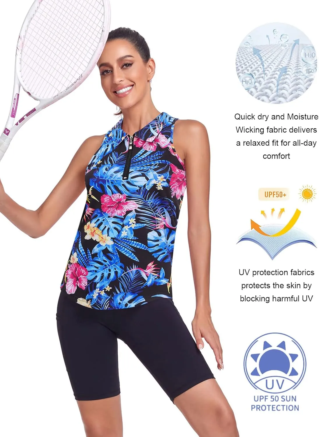 Tanst Sky Women's Racerback Tank Tops Quick Dry Sleeveless Workout Yoga Running Athletic Shirts