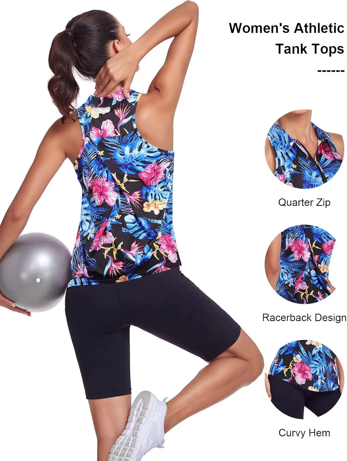 Tanst Sky Women's Racerback Tank Tops Quick Dry Sleeveless Workout Yoga Running Athletic Shirts