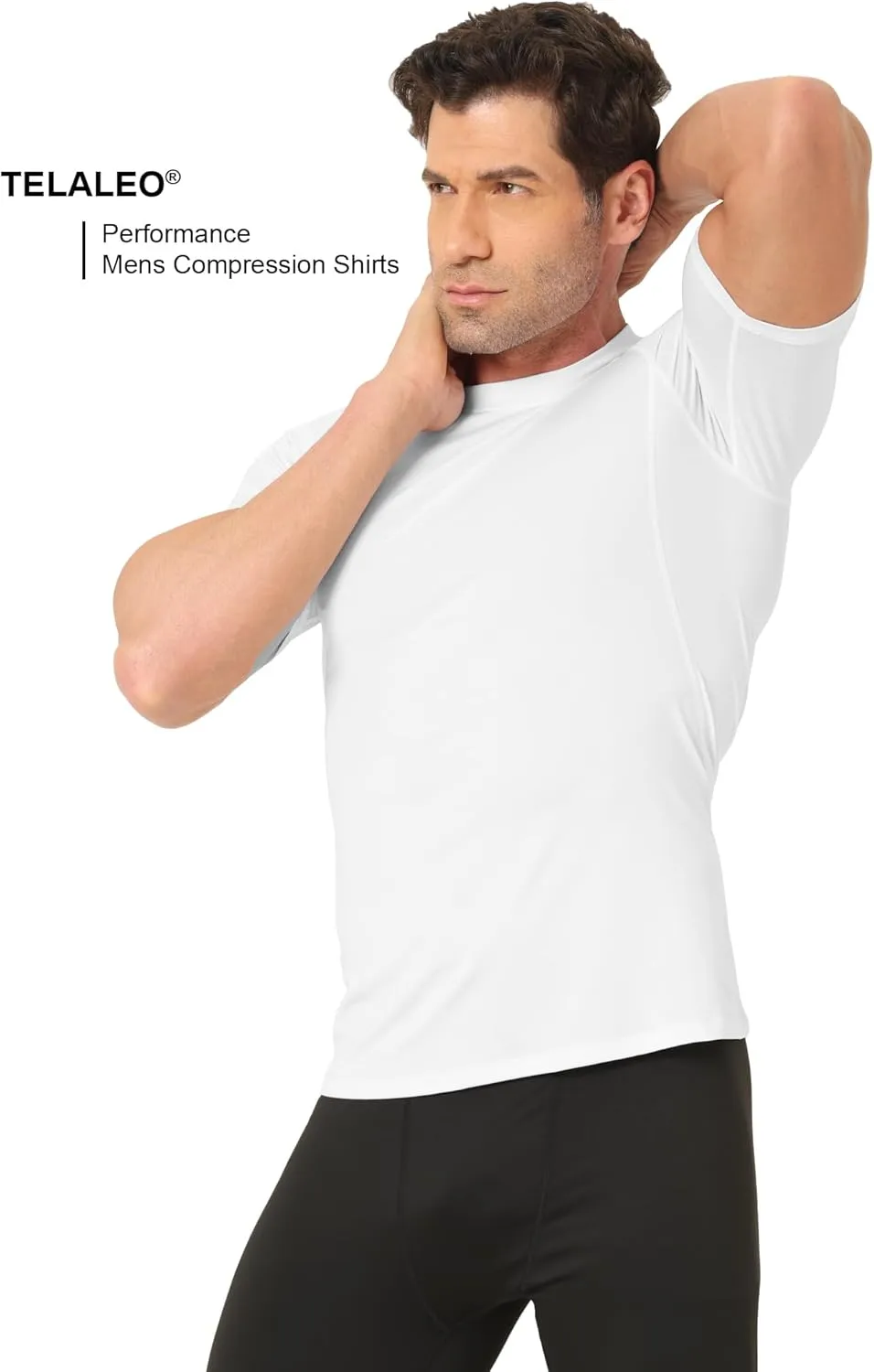 TELALEO 6 Pack Men's Compression Shirt Short Sleeve Athletic Baselayer Sports T Shirts Workout Tops for Men Black White