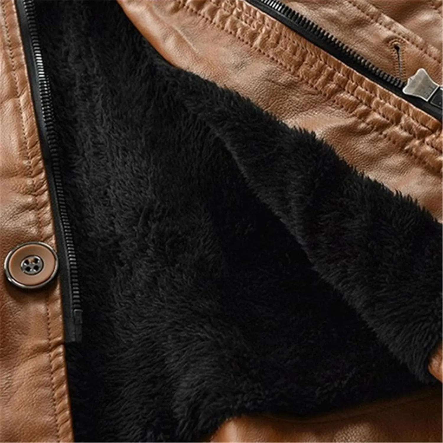 The Next Men Solid Color Hooded Motorcycle Jackets Fashion Long Leather Coat Outerwear Fleece Leather Jacket