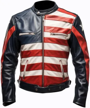 The Next Mens Leather Jacket Inspired by American Flag USA Casual Biker Zipper Coat With Genuine Leather Jackets