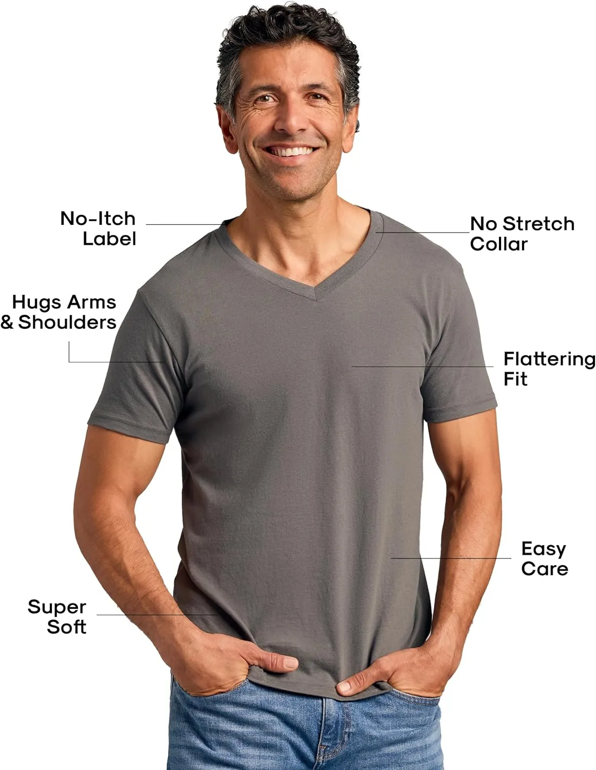True Classic Mens V Neck T Shirts  Soft, Fitted Undershirts for Men Pack  Mens Undershirts  Cotton Blend, Tag-Free