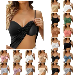 Vest Top with Built in Bra Women's Shelf Bra Camisole Tops Adjustable Spaghetti Strap Cami Tank Sleeveless Basic Undershirt