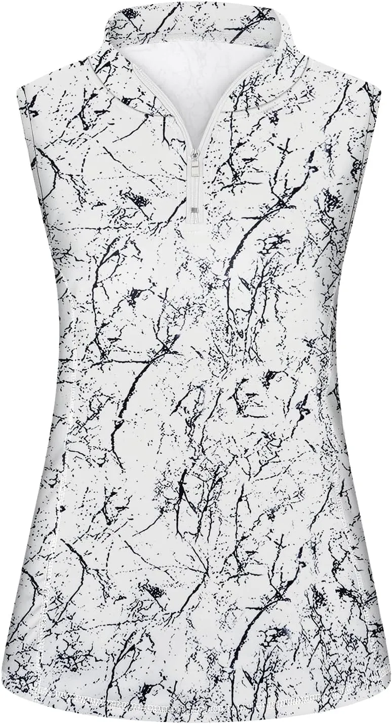 Viracy Women's Zip Up Golf Workout Tank Tops Sleeveless Quick Dry Athletic Polo Shirts