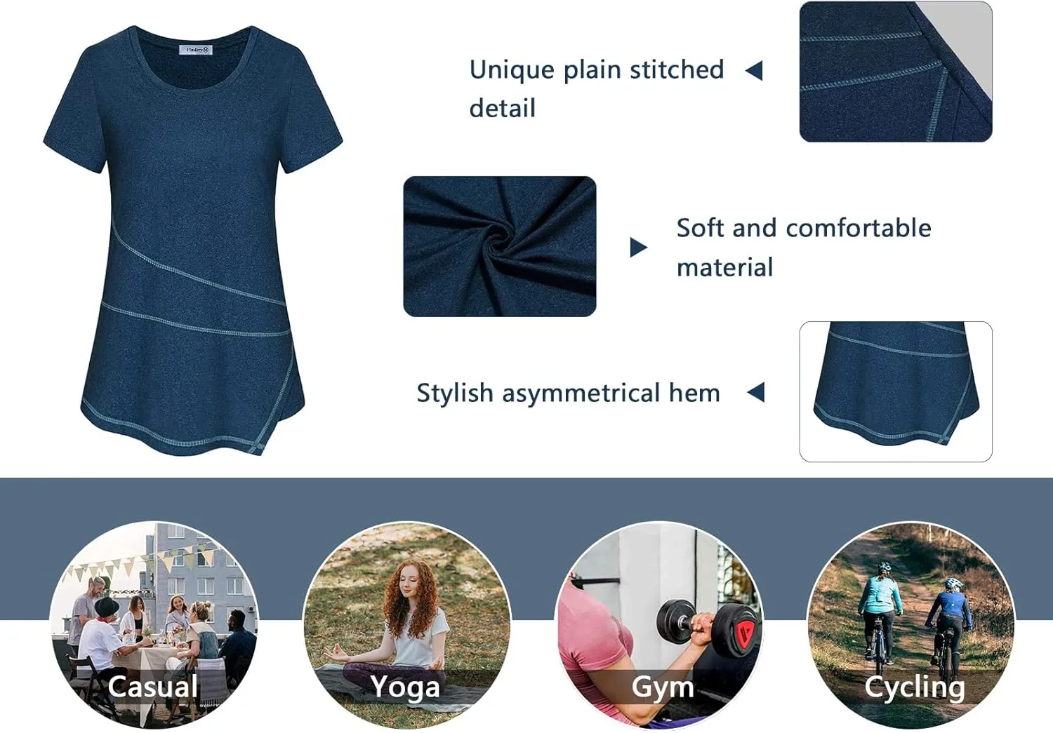 Vldnery Women's Running Workout Tops Moisture Wicking Athletic Quick Dry Loose Fit Yoga Top