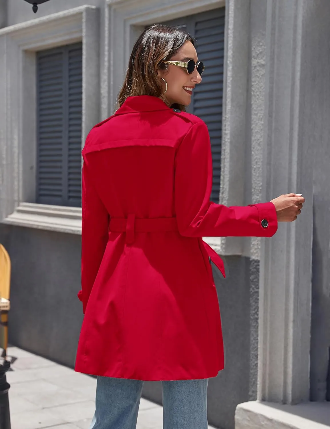 wantdo Women's Waterproof Trench Coat Classic Lapel Outerwear Coat with Belt
