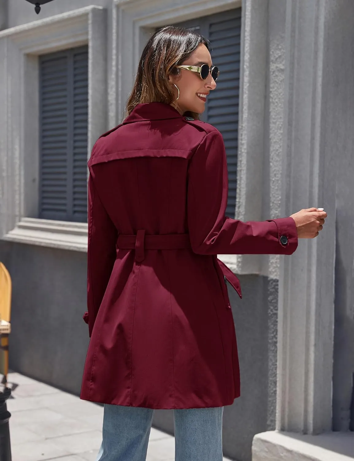 wantdo Women's Waterproof Trench Coat Classic Lapel Outerwear Coat with Belt