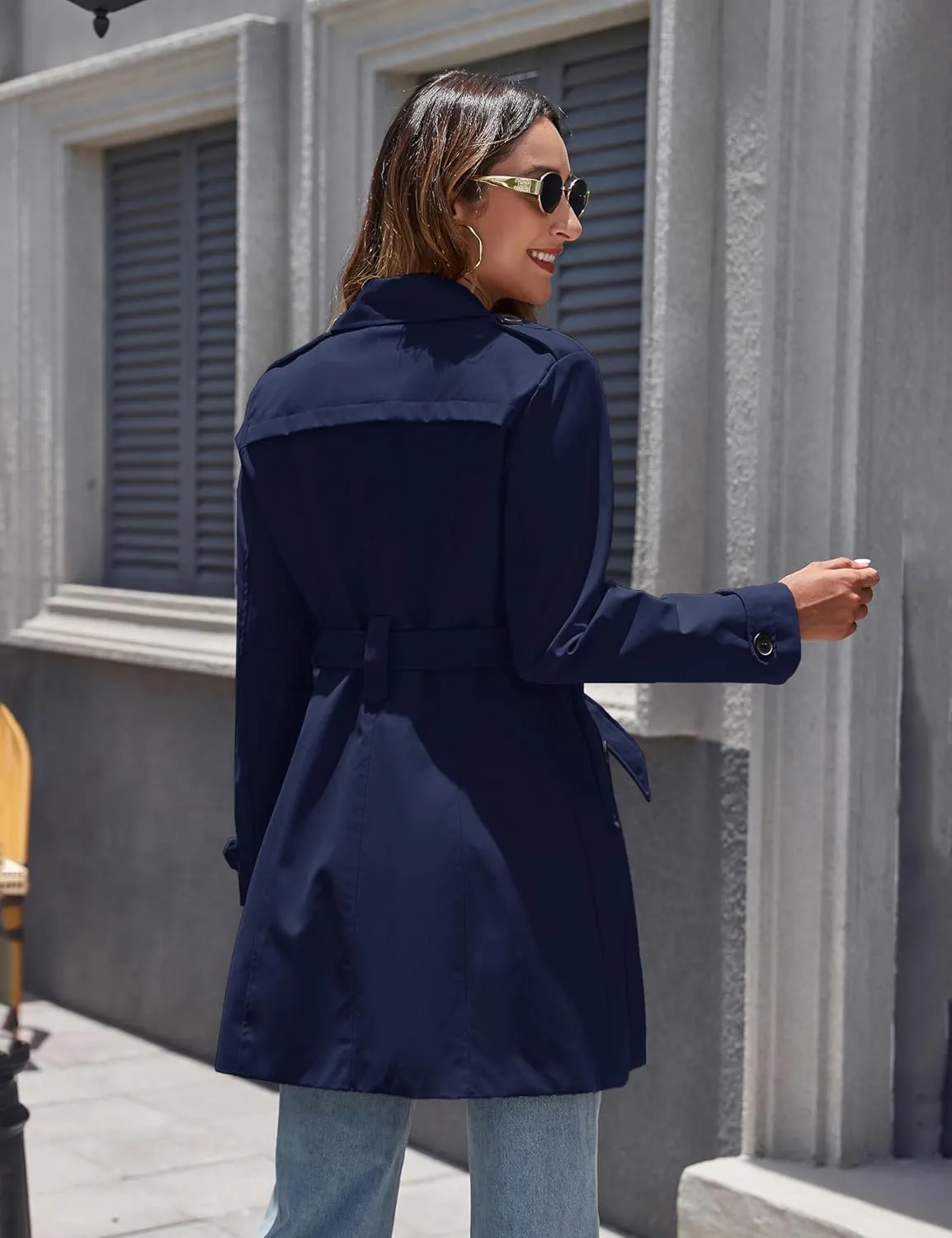 wantdo Women's Waterproof Trench Coat Classic Lapel Outerwear Coat with Belt
