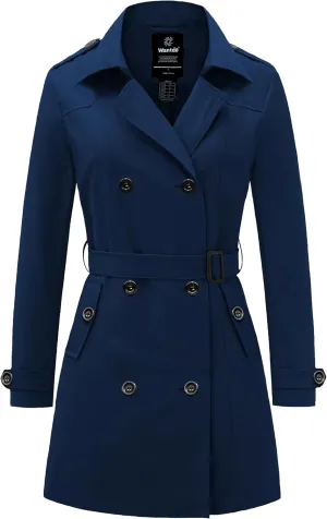 wantdo Women's Waterproof Trench Coat Classic Lapel Outerwear Coat with Belt
