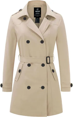 wantdo Women's Waterproof Trench Coat Classic Lapel Outerwear Coat with Belt