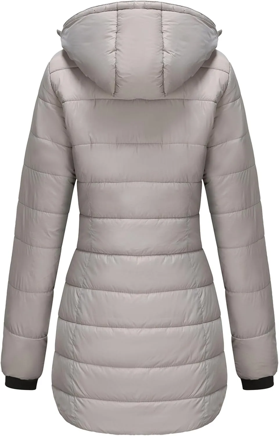 WIWIQS Women's Winter Puffer Coat Warm Lightweight Long Coats Detachable Hooded Parka