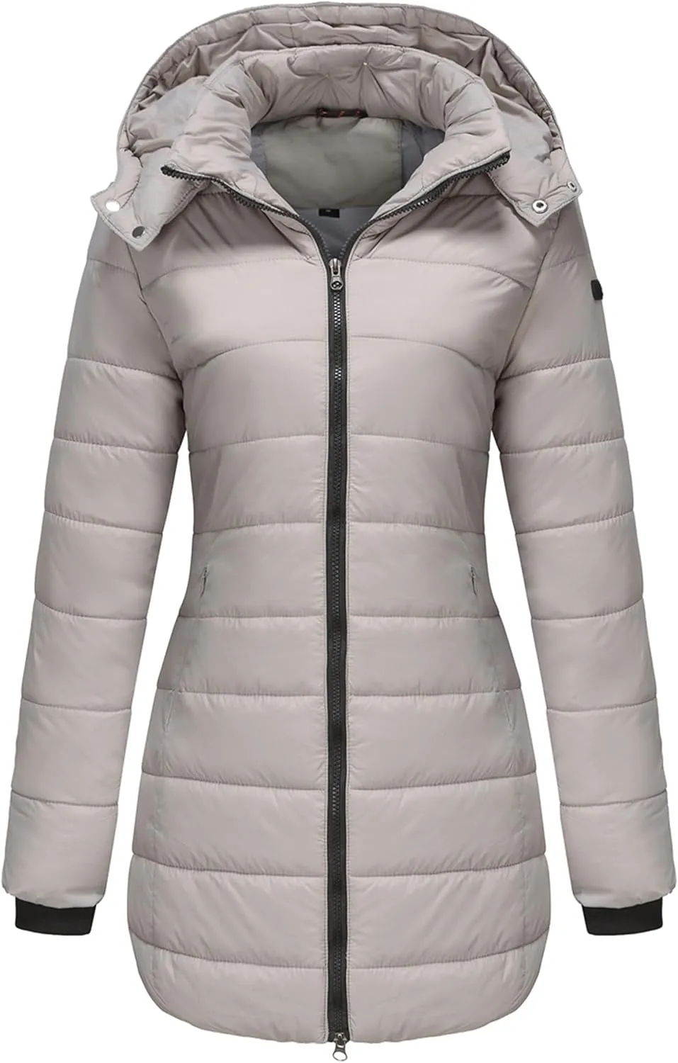 WIWIQS Women's Winter Puffer Coat Warm Lightweight Long Coats Detachable Hooded Parka