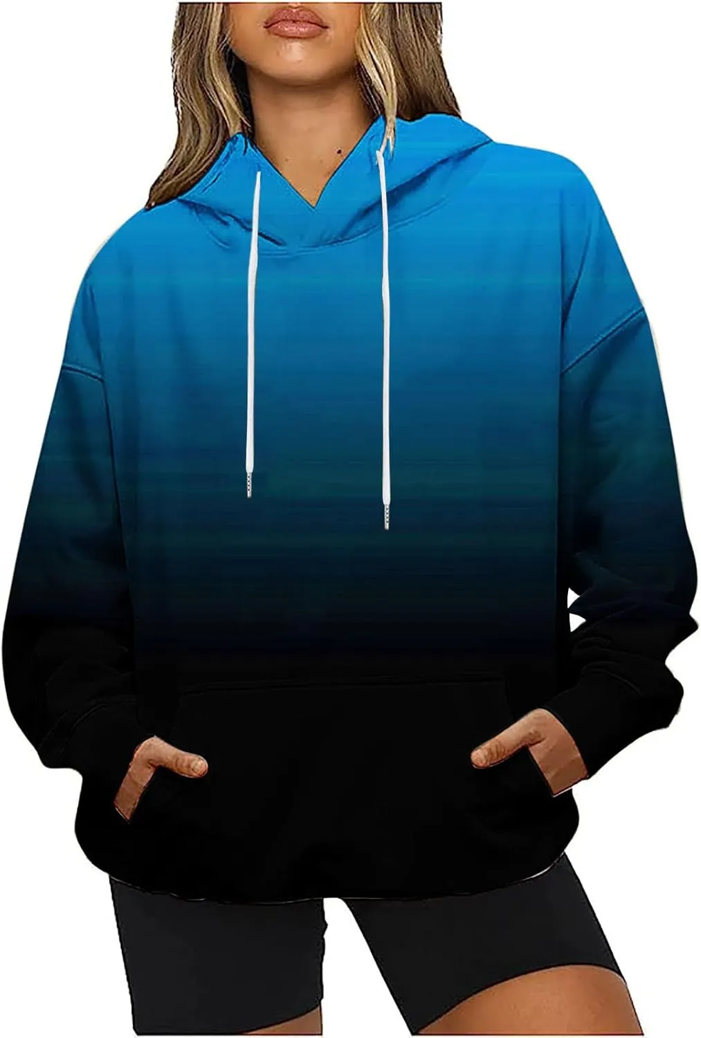 Women's 2025 Retro Tie Dye Drawstring Hoodies y2k Oversized Sweatshirts Drop Shoulder Long Sleeve Pullover Hoody Tops