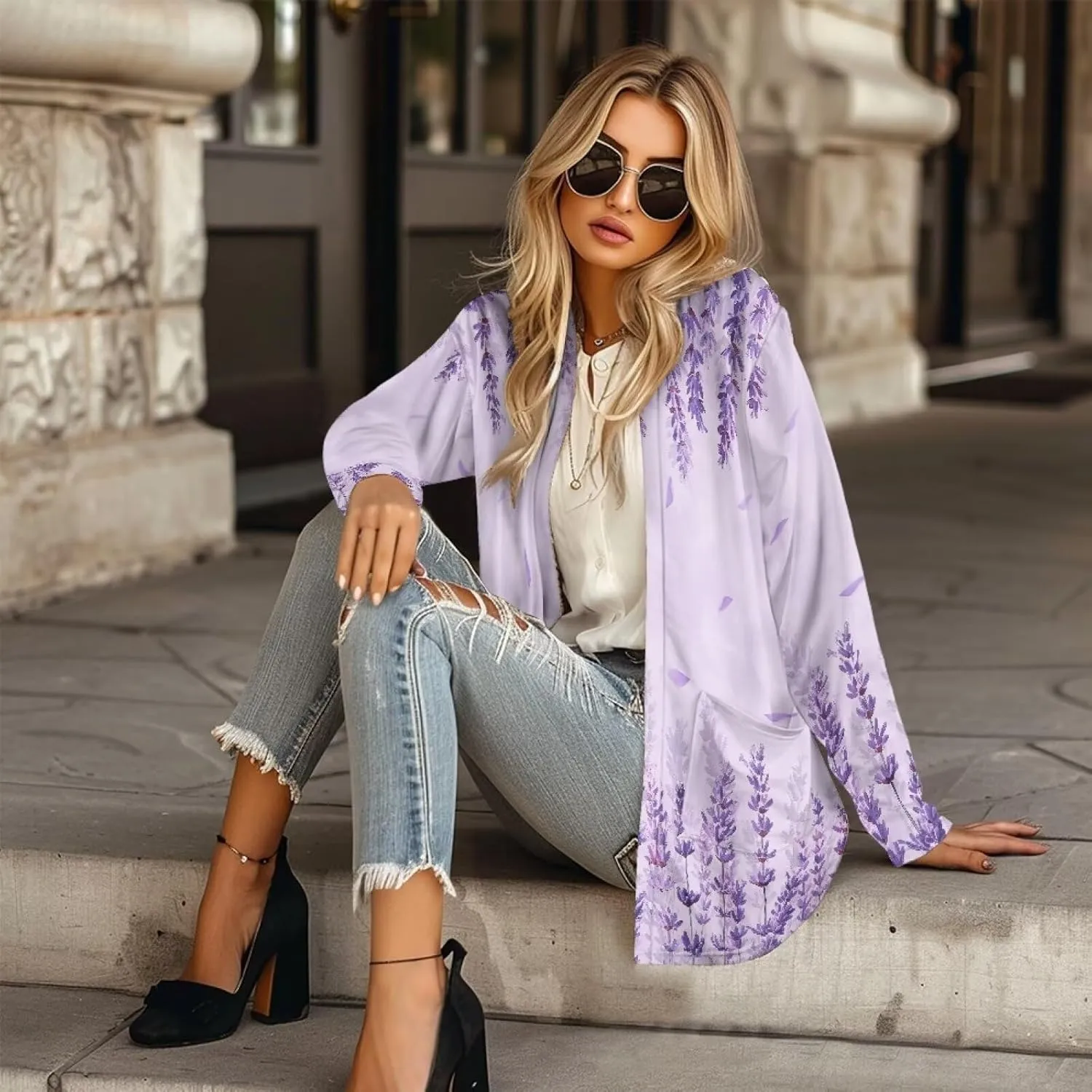 Womens Casual Lightweight Cardigan with Pocket Long Sleeve Open Front Cardigan for Fall Spring Summer