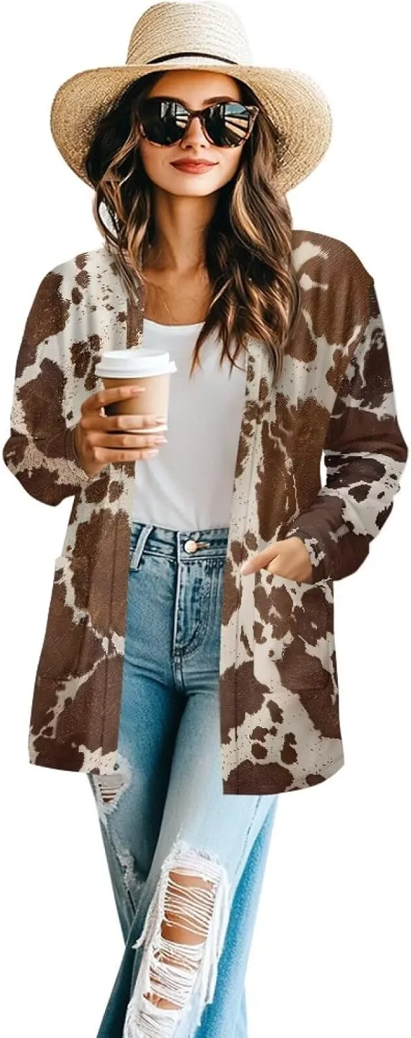 Women's Lightweight Cardigans with Pockets Trendy Long Sleeve Open Front Cardigan Casual Tops Jackets Fall Oufits S-2XL