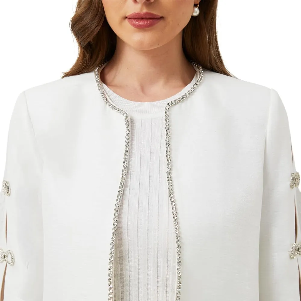 Women's Luxury Jackets Structured Dressy Jackets Crystals Short Cape Jacket, Wedding Guest Dinner Date Night, XS-XXXL