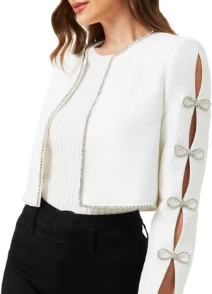 Women's Luxury Jackets Structured Dressy Jackets Crystals Short Cape Jacket, Wedding Guest Dinner Date Night, XS-XXXL