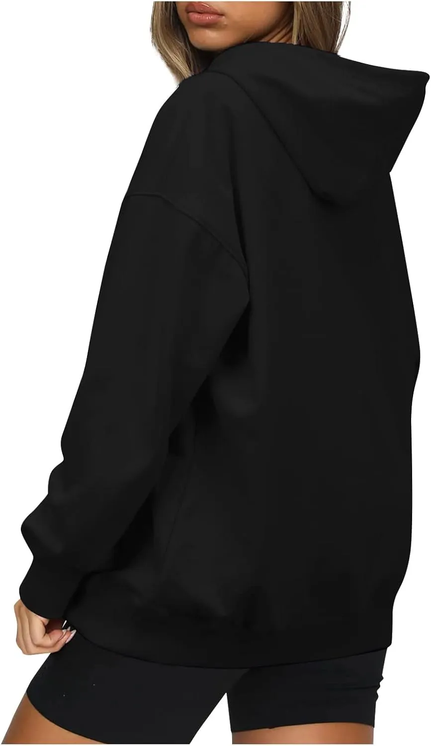 Womens Oversized Hoodies Fleece Sweatshirts Long Sleeve Drawstring Sweaters Pullover Fall Winter Clothes with Pocket