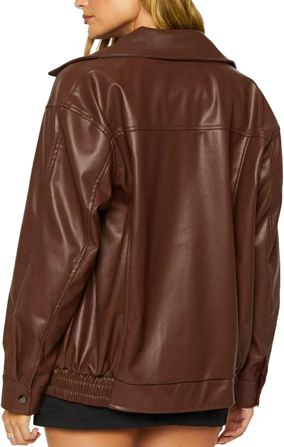 Women's Oversized Jackets 100% Lambskin Leather Plus Size Moto Biker 90s Outfit