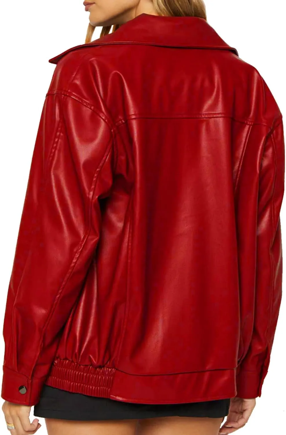 Women's Oversized Jackets 100% Lambskin Leather Plus Size Moto Biker 90s Outfit