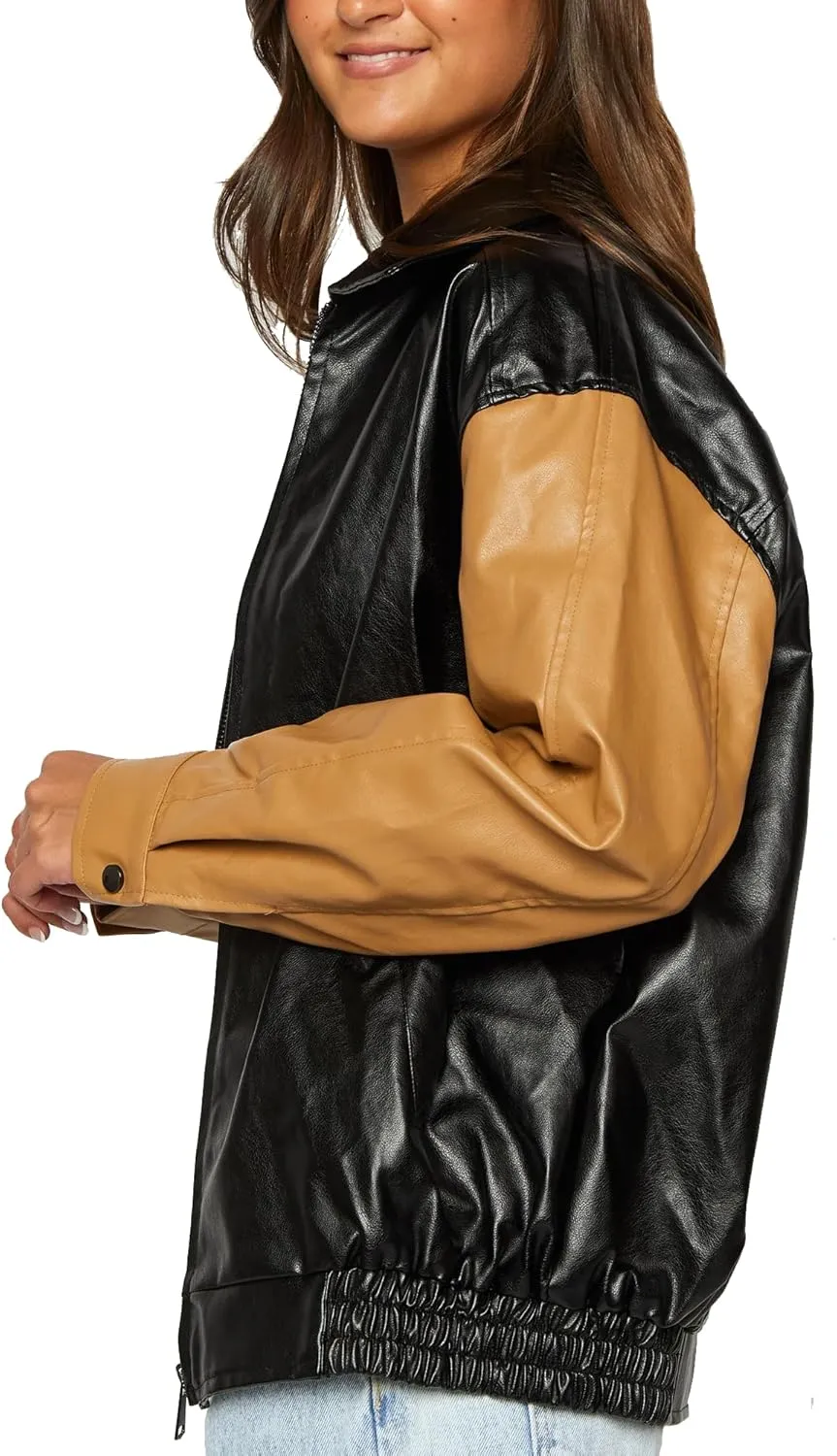 Women's Oversized Jackets 100% Lambskin Leather Plus Size Moto Biker 90s Outfit