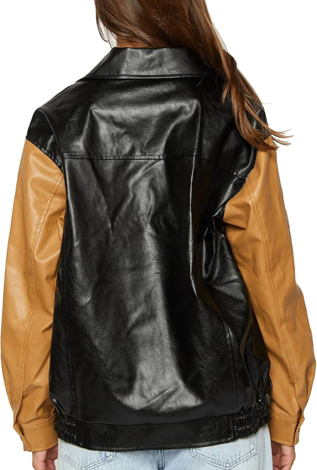 Women's Oversized Jackets 100% Lambskin Leather Plus Size Moto Biker 90s Outfit