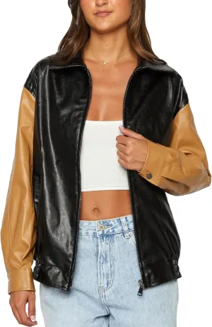 Women's Oversized Jackets 100% Lambskin Leather Plus Size Moto Biker 90s Outfit