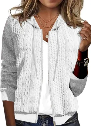 Women's Oversized Zip Up Hoodies Sweatshirts Sweater Casual Fall Winter Drawstring Jackets Cardigan
