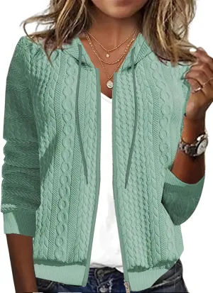 Women's Oversized Zip Up Hoodies Sweatshirts Sweater Casual Fall Winter Drawstring Jackets Cardigan