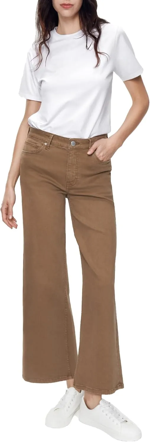Womens Wide Leg Casual Pants (98% Cotton Stretch, 2% Spandex)  Breathe & Move Easily All Day