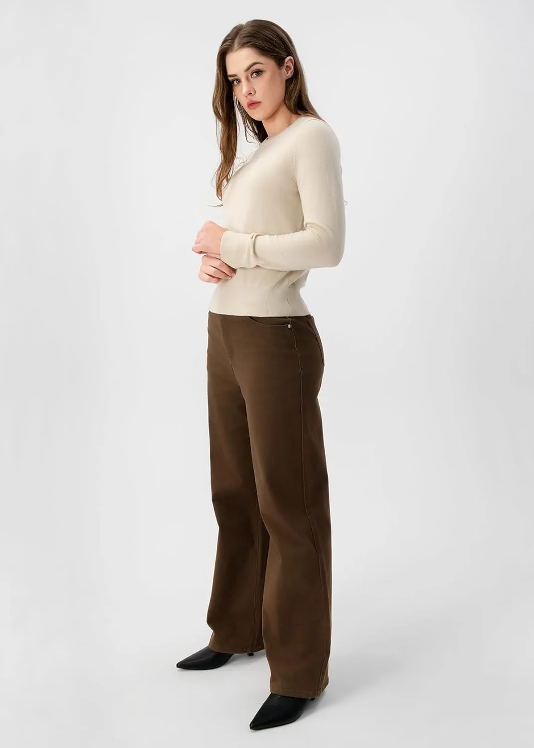 Womens Wide Leg Casual Pants (98% Cotton Stretch, 2% Spandex)  Breathe & Move Easily All Day