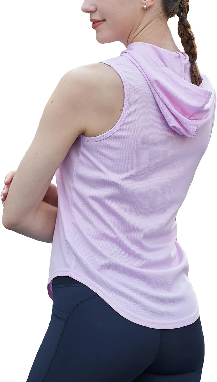 Womens Workout Hooded Tank Yoga Tops Running Shirts Quick Dry Gym Sleeveless Hoodie