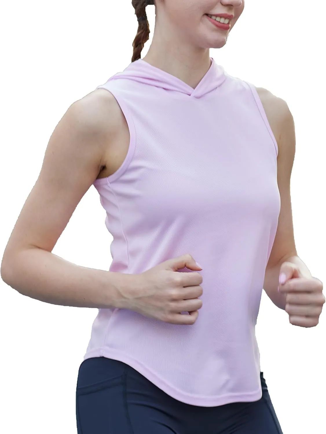 Womens Workout Hooded Tank Yoga Tops Running Shirts Quick Dry Gym Sleeveless Hoodie