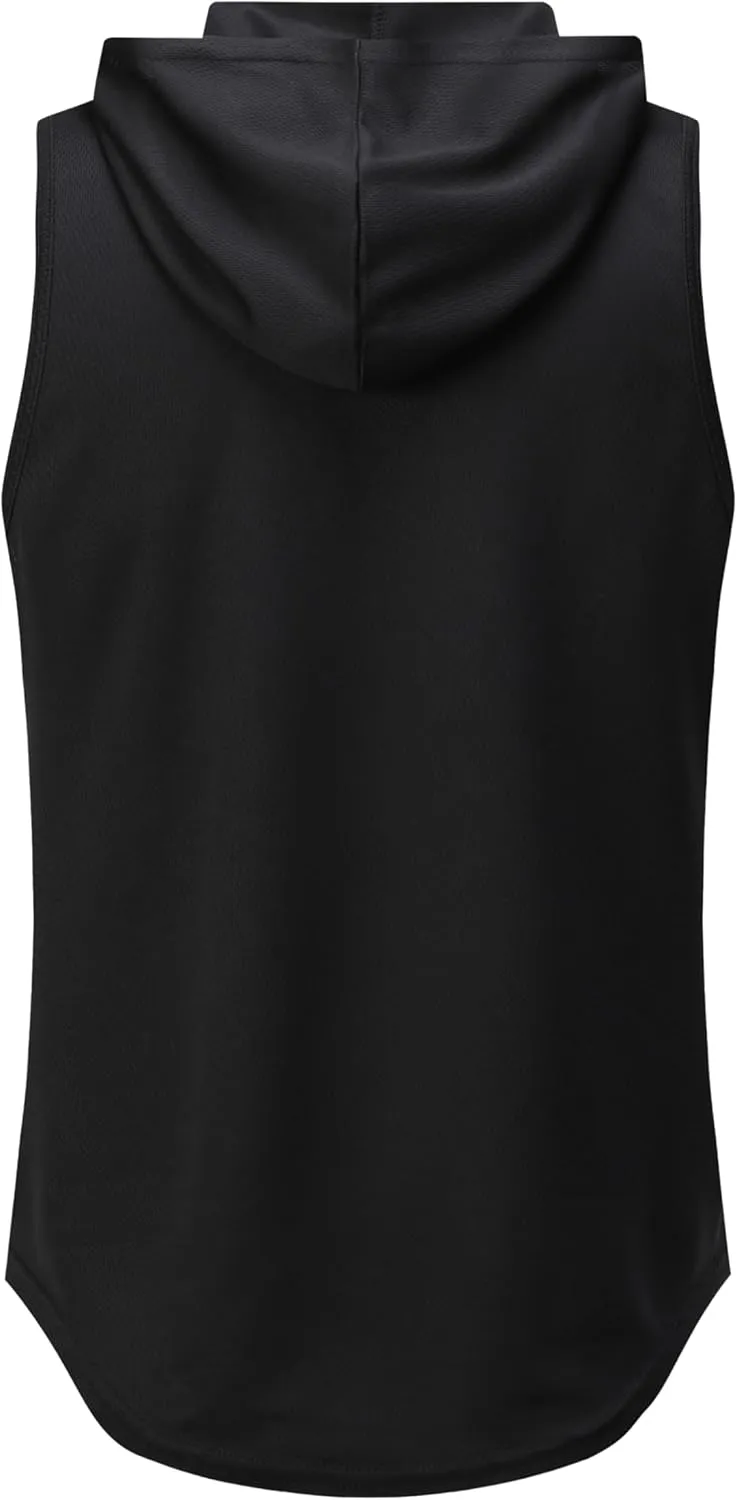 Womens Workout Hooded Tank Yoga Tops Running Shirts Quick Dry Gym Sleeveless Hoodie