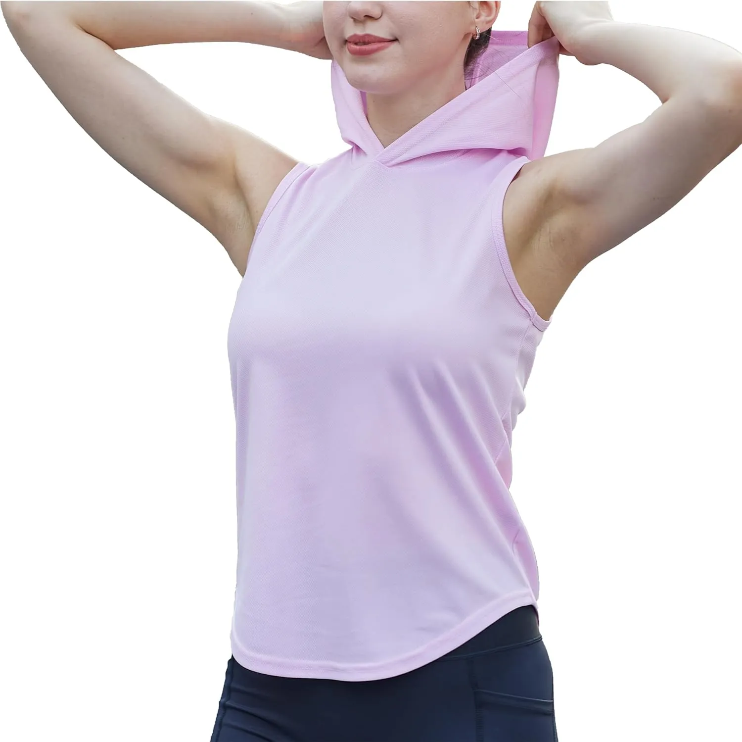 Womens Workout Hooded Tank Yoga Tops Running Shirts Quick Dry Gym Sleeveless Hoodie