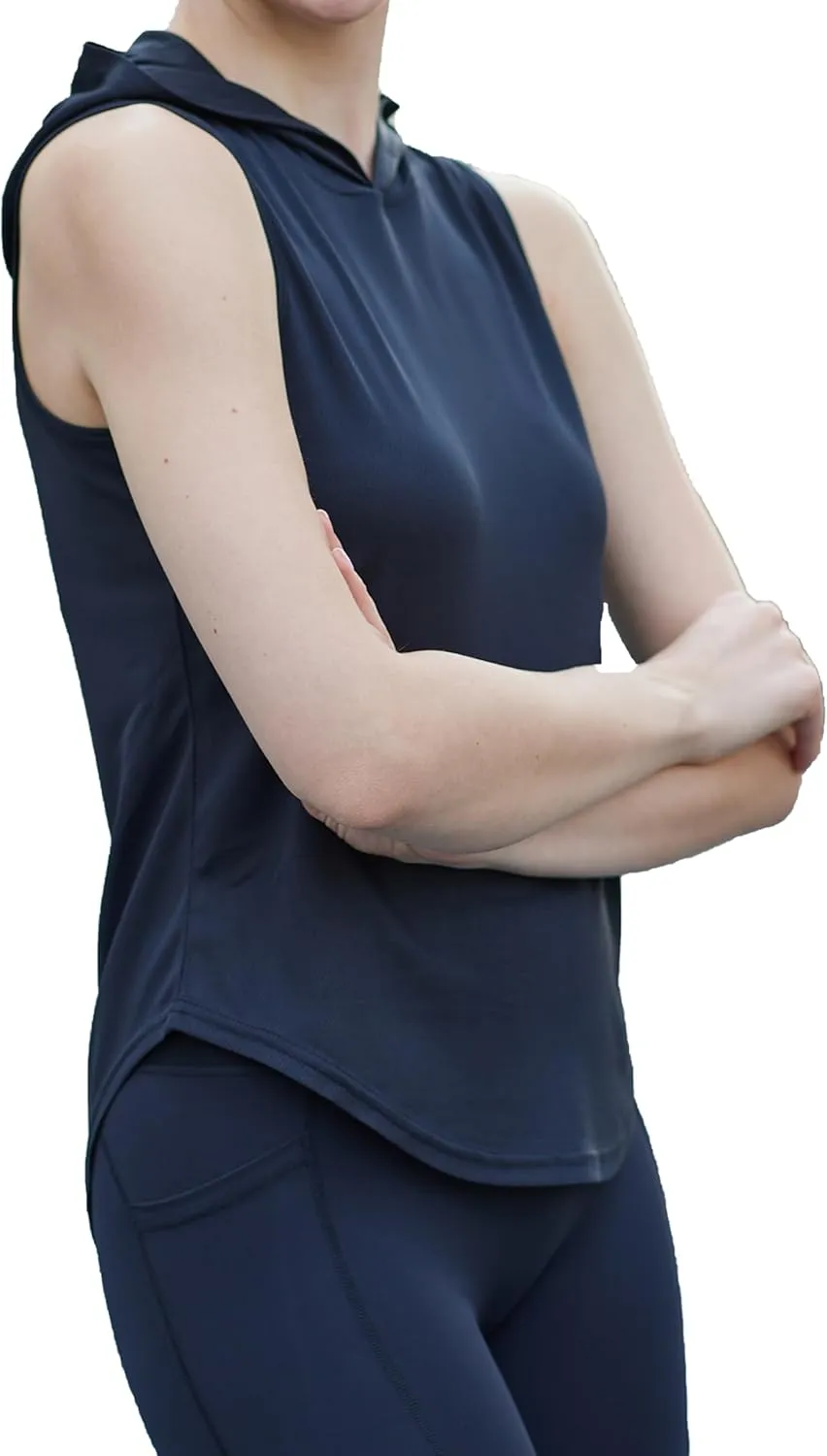 Womens Workout Hooded Tank Yoga Tops Running Shirts Quick Dry Gym Sleeveless Hoodie