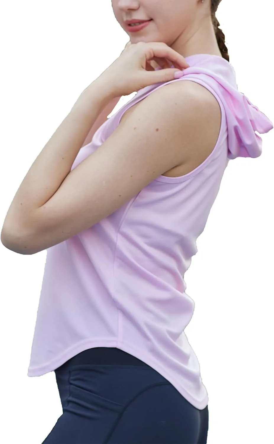 Womens Workout Hooded Tank Yoga Tops Running Shirts Quick Dry Gym Sleeveless Hoodie