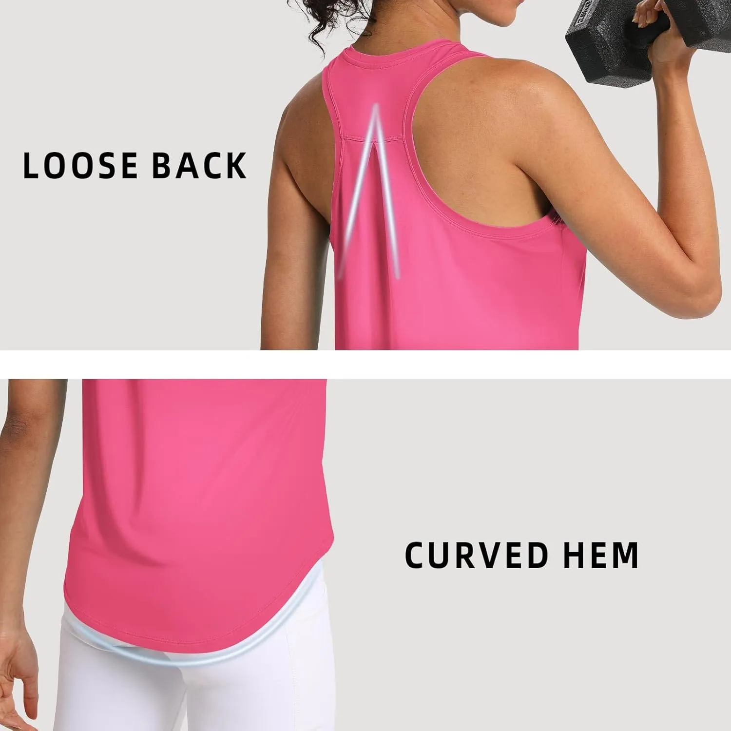 Women's Workout Tank Tops Woman Sleeveless Loose Fit Gym Tops Athletic Shirts Racerback Quick Dry UPF 50 
