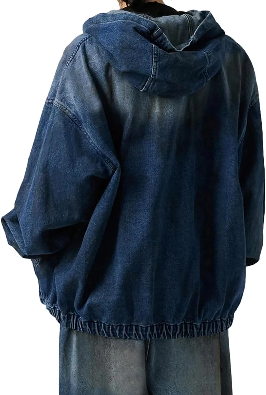 Women's Zip Up Denim Hoodie Sweatshirt Jean Jacket Coats with Pockets