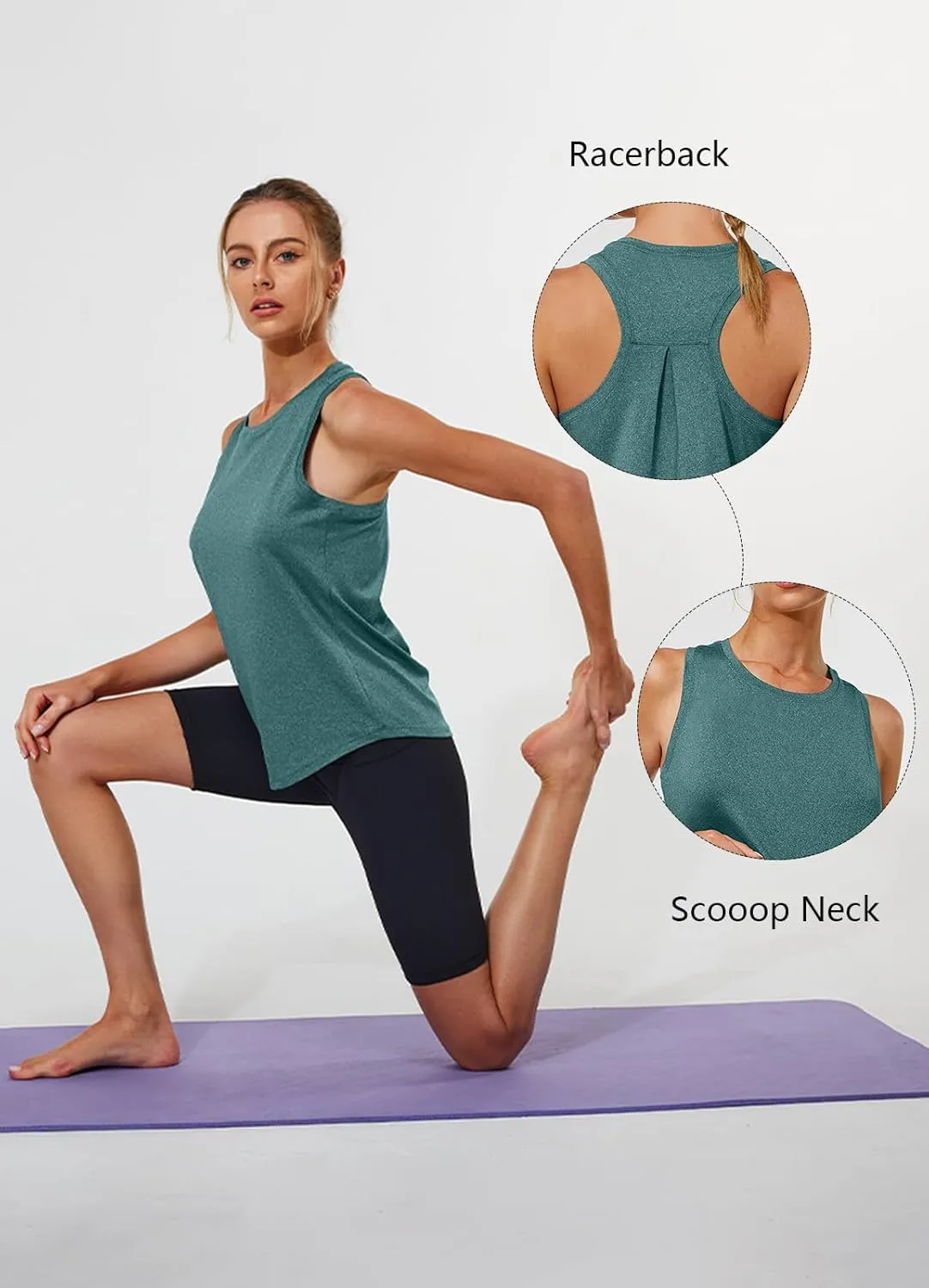 Workout Tank Tops for Women Racerback Tops Sleeveless Running Shirts Loose Fit Athletic Gym Quick Dry Exercise