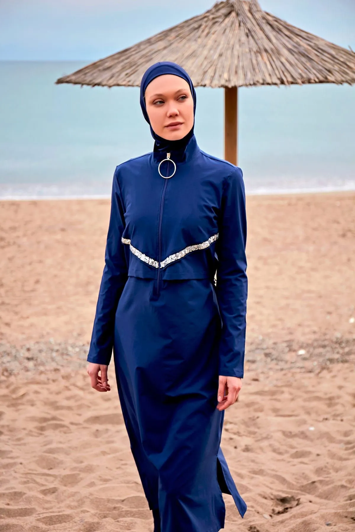Woven Navy Burkini Modest Swimwear M2411
