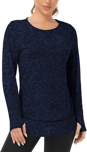 WOWENY Women's Thermal Fleece Workout Tops Long Sleeve Pullover Shirts with Thumb Holes for Sports Running Quick Dry