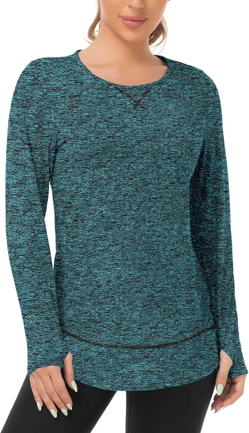 WOWENY Women's Thermal Fleece Workout Tops Long Sleeve Pullover Shirts with Thumb Holes for Sports Running Quick Dry