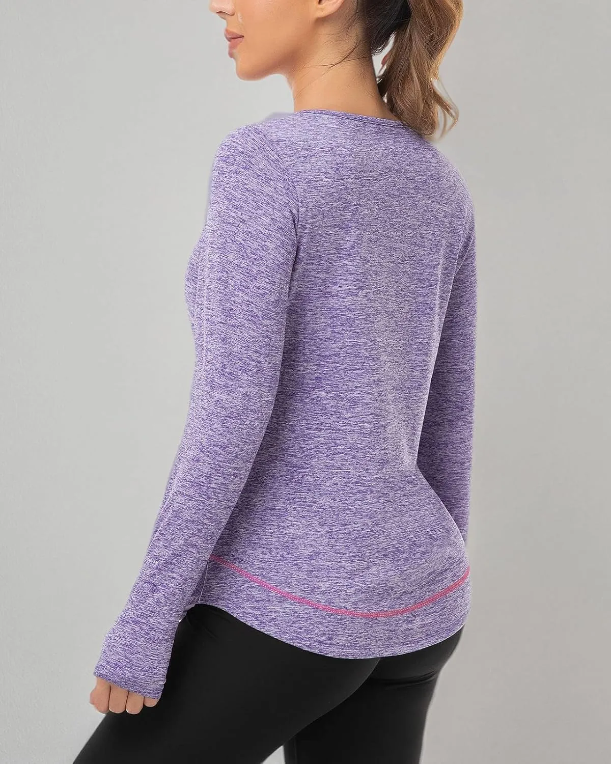 WOWENY Women's Thermal Fleece Workout Tops Long Sleeve Pullover Shirts with Thumb Holes for Sports Running Quick Dry
