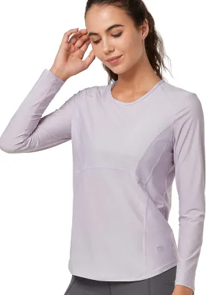 Yvette Womens Long Sleeve Shirt Quick Dry Workout Breathable Mesh Tops for Running Gym