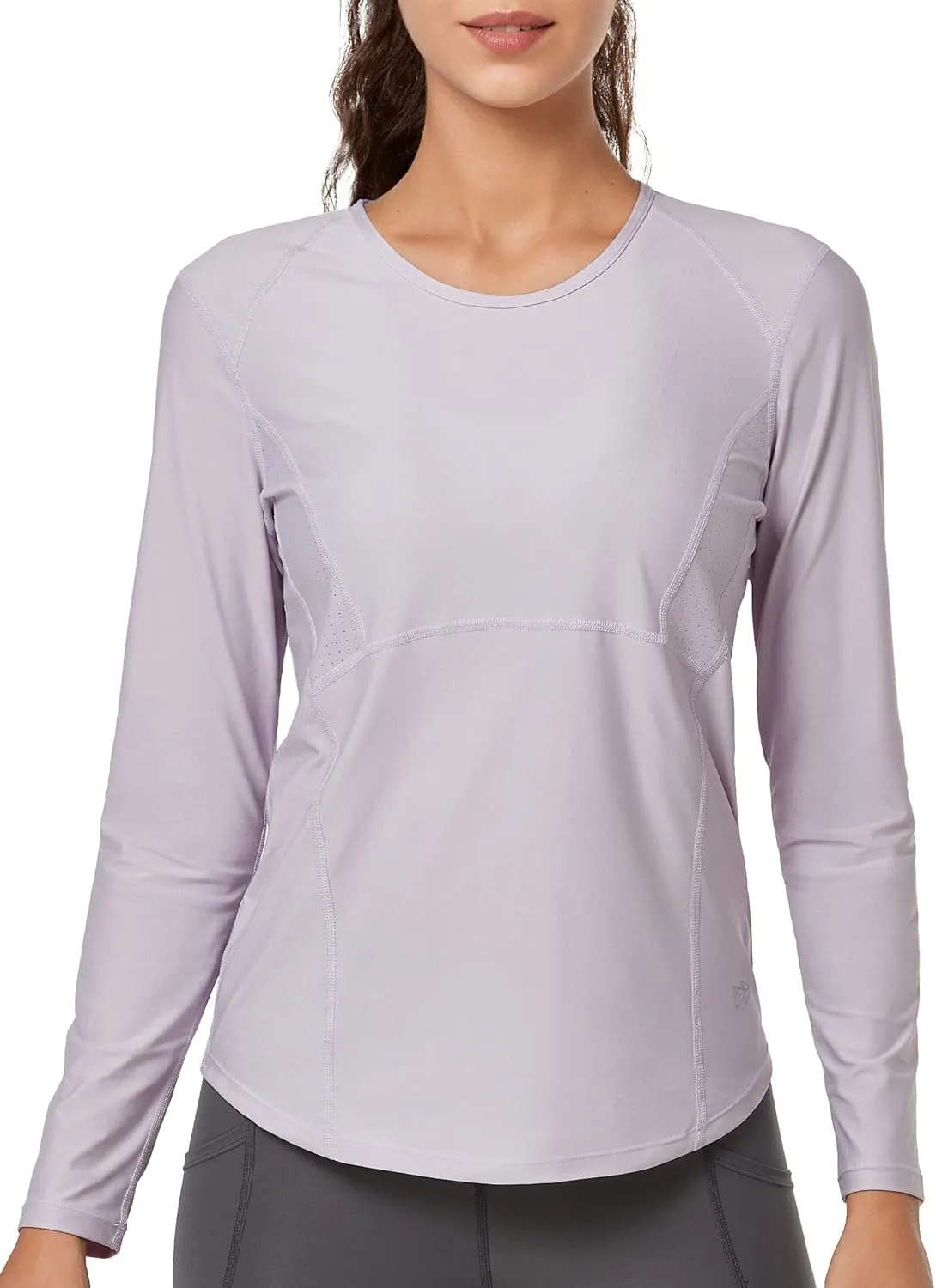 Yvette Womens Long Sleeve Shirt Quick Dry Workout Breathable Mesh Tops for Running Gym
